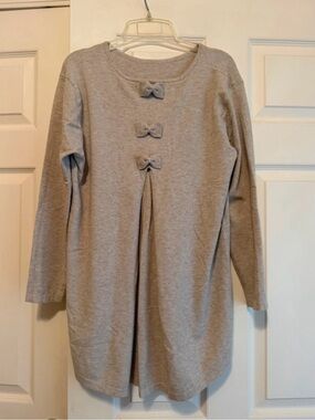 Taupe Long Sleeve Bow Detail High-Low Sweater – Size XL - Soft